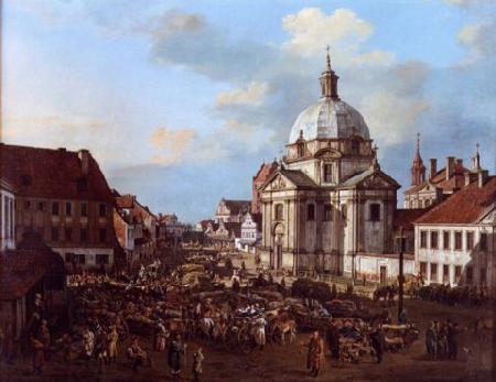 Bernardo Bellotto New Town Market Square with St. Kazimierz Church. oil painting picture